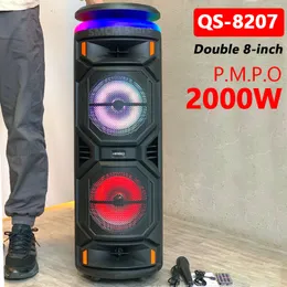 Портативная Sers мощность 2000 Вт 8-дюймовая тележка Bluetooth Ser DJ Party Караоке-система Открытый сабвуфер Звуковая коробка со светодиодной подсветкой FM 230908