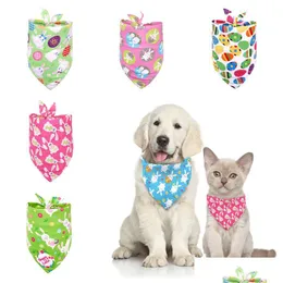 Inne zapasy dla psów 6 kolorów Zmoży Easter Pet Bandana Szalik Happy Egg Bunny Printed Triangle Trójkąt dla średnich i dużych psów dostawa DHKV3