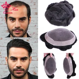 Queen Hair Products WIGS Herren-Toupet, natürliches reines menschliches Rohhaar, Mono-Schweizer Spitze, dünne PU, langlebig, Herren-Perücke, Haarteil Sh279x