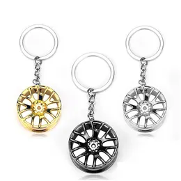 Keychains Lanyards Creative Wheel Keychain Pendant Car Metal Key Ring Chain Fashion Accessories Drop Delivery Dhgarden DHXGZ