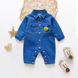 Strampler DIIMUU Baby Kinder Jungen Kleidung Kleinkind Kinder Overalls Denim Hosen Casual Overalls Langarm Mode Frühling Hosen 230907