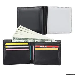 Party Favor Heat Transfer Mens Foldable Wallet Retro Pu Leather Card Bag Sublimation Blank Case Fathers Day Gift Drop Delive Dhgarden Dh7Bv