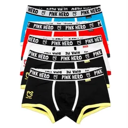 5 pçs / lote rosa heróis clássicos homens roupa interior boxers de algodão de alta qualidade calcinha masculina confortável custo-benefício m l xl xxl 210826280o