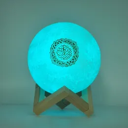 Przenośny SERS Bluetooth Wireless Muslim Nocne światło Koran SERS 3D Księżyc z aplikacjami SPEAekr Koran Touch Lamp 230908