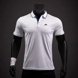 Men's Polos J Lindeberg Men Tshirt Casual Lapel Stitching Polo Shirts Man Highquality Shortsleeved Summer Pullover Top Slim Fit Golf Wear 230907