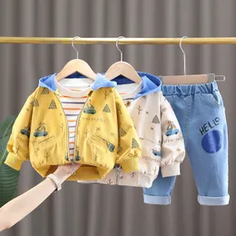 مجموعات الملابس Baru Musim شبه anak olahraga pakaian bayi laki laki perempuan hoodies jaket tirm celana 3 buah set latihan yg hangat 230907