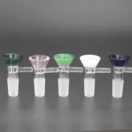 Ciotola di vetro colorato per narghilè Bong Ciotole a imbuto di spessore 5 mm Tubi con manico per fumare 14mm 18mm Pezzo maschio inebrianti piattaforme petrolifere LL