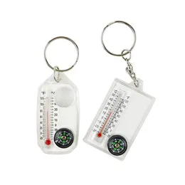 Keychains Lanyards Outdoor Portable Compass Keychain Thermometer Pendant Key Chain Keyring Cam Tool Drop Delivery Fashion Acc Dhgarden Dh9Bv