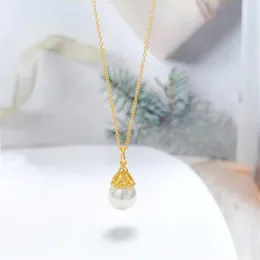 Luxo pequena lâmpada colar de pérolas clássico feminino pingente meninas presente do feriado 18k ouro jóias factory299r