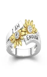2022 ins mode fingerringar med sidorsten kvinnor flickor jag är tillräckligt silverguld två ton ring smycken9730166