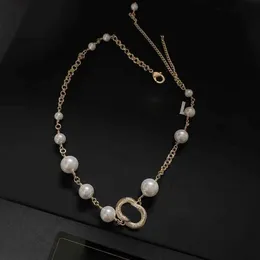Дизайнерское ювелирное ожерелье 23 новых ожерелья Японское и корейское классическое модное жемчужное ожерелье Маленький ароматный воротник-цепочка Двойной кулон Свитер женский