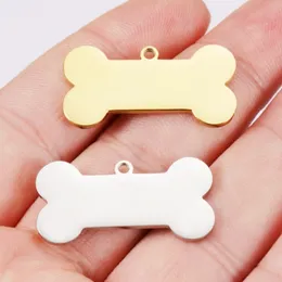 Encantos 20 pçs/lote 31*16mm espelho polido aço inoxidável pet id tag cão osso encantos diy cão animal de estimação pingente jóias 230907