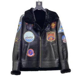 Top Gun mens furs parkas Multi-mark Aviator B3 fur in one Sheep leather jackets