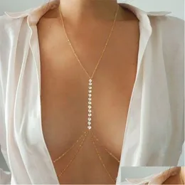 Altro Kpop Semplice petto reggiseno catena vita pancia collana girocollo Y Mtilayer corpo gioielli in acciaio inossidabile per le donne 221008 Consegna di goccia Dhfq7