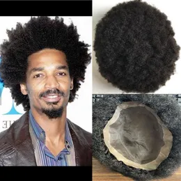 Afro Wave Wig African American Kinky Curl Mono PU Toupee Full Lace Unit Indian Virgin Human Male Hair Replacement for Men232T