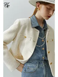 FSLE 트위드 재킷 여성 가을 ​​짧은 코트 미니 스커트 기질 2 조각 정장 디자인 감각 우아한 특별한 여성복 230908