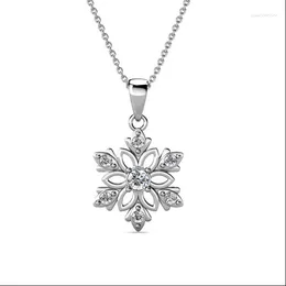 Anhänger-Halsketten, 18 Karat Weißgold mit Kristallen, Schneeflocken-/Blumen-Halskette für Frauen, Mädchen, Teenager, Jahrestag, Geburtstag, Geschenk, Schmuck