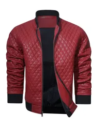 Mens Popular Machine Quilting Baseball Collar Flight Suit Large Size Pock Trendry Fashion European and American Style Leather Jacket Tre