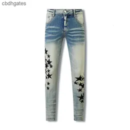 2023 Jeans mąż mody Jean amiirii amerykański styl fioletowy High Street vintage patchwork Star na żywo streaming
