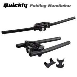 Bike Handlebars Components Bicycle Handle Bar 25.4 31.8 620 680mm Aluminium Alloy MTB Quick Foldable Kick Stunt Scooter Folding Handlebar 230907