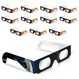 Paquet de 12 lunettes à éclipse solaire approuvées par la NASA et certifiées CE et ISO pour une visualisation directe du soleil