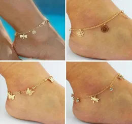 Sandálias descalças baratas para sapatos de casamento Sandel Anklet Chain teste Stretch Gold Toe Ring Beading Casamento Nupcial Dama de Honra Jewel2364129