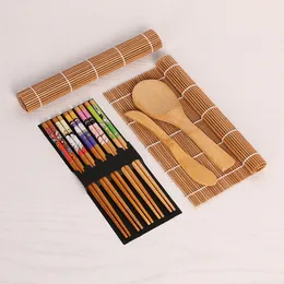 Sushi Making Tools Zestaw bambusowy, w tym 2 maty toczące 1 Paddle 1 Rozprzestrzenianie 5 par pałeczki Q560