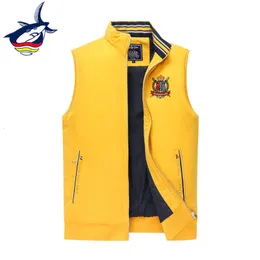 Men's Vests High Quality Tace Shark Brand Vest Men Stand Collar Cotton Liner Thick Warm Jacket Sleeveless Plus Size 4XL Yellow Blue 230908