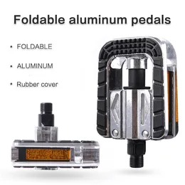 Bike Pedals Bicycle Foldable pedal Aluminum alloy integrated die casting Rolling bearing Steel shaft accessories Reflective sheet 230907