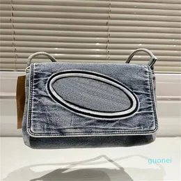 Cowboy Underarm Bag Blue Denim Canvas Bag Shoulder Crossbody Purse Bucket Handbag Gold Accessory Decoration Messenger Bags