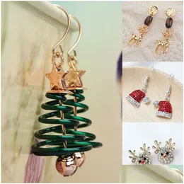 Charm Trendy Statement Christmas Tree Earrings For Women Santa Claus Snowman Drop Jewelry Girls Gifts Wholesale 221119 Delivery Dhqyi