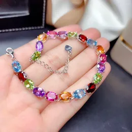 Charm Bracelets Bracelet Women 925 Sterling Silver Plated Colorful CZ Stone Sweet Girls Gift Fashion Lady Jewelry