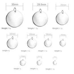 Encantos MYLONGINGCHARM 50 peças espelho polido etiqueta redonda em branco em diferentes tamanhos pulseira de aço inoxidável chaveiro 230131211V