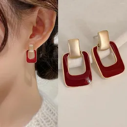 Dangle Earrings Vintage Port Wind Drop Oil Hollow Out Square Tempement Commuterすべての幾何学的アクセサリー044