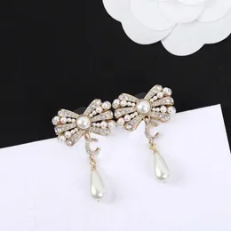 2022 Top quality Charm drop earring with diamond and nature shell beads knot shape for women wedding jewelry gift have box PS7800186O