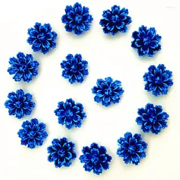 Decorative Flowers 100 Pcs. Blue DlY Resin Rose Flower Flatback Appliques For Phone / Wedding Craft
