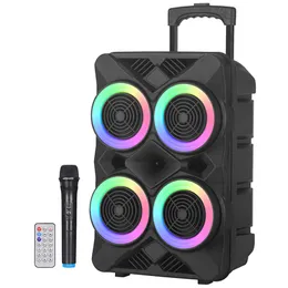 ポータブルSERS 800W 4 6 "インチ炎ランプ屋外オーディオカラオケパーティーボックスRGB Bluetooth Ser Colorful LED Light Mic Remote Subwoofer FM 230908