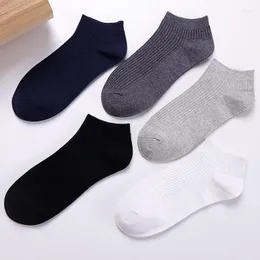 Men's Socks 5 Pairs 1 Lot Men Spring Summer Autumn Short Ankle Set Stripe Solid Color Low Tube Sock Cotton White Black Grey Gift