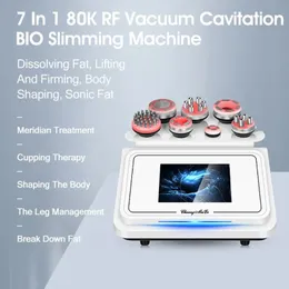 Máquina de emagrecimento de cavitação de venda direta da fábrica 80k cavitação vácuo RF BIO vibração ultrassônica calor 7 em 1 máquina de emagrecimento corporal