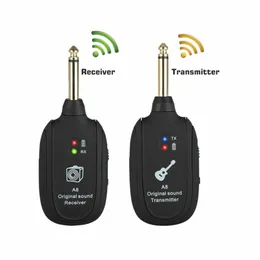 Belysningstudiotillbehör A8 UHF Guitar Wireless System Sändarmottagare Byggd inladdningsbar trådlös gitarrsändare för tillbehör 230908