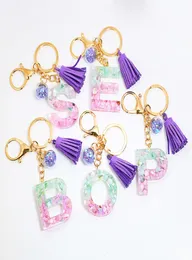 AZ Letter Acrylic Colorful Contlefl -Chain -keychain bag Bag Bag Bendant Women Golden Lobster Clasp 26 English Letters Key Ring384315