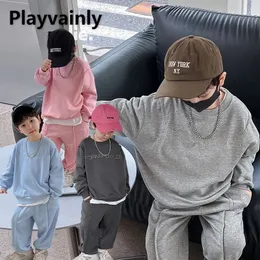 Hoodies Sweatshirts Korean Style Spring Autumn Baby Boy 2pcs Set Oneck Long Sleeve Pullover SweatshirtsSweatpants born Casual Clothes E3019 230907