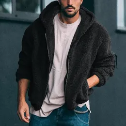Jaquetas masculinas outono inverno cordeiro velo algodão jaqueta solta com capuz grosso designer casual marca moletom