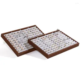 Jewelry Pouches Walnut Grain Display Tray Ring Earrings Plate Bracelet Storage Large Capacity Holder 35 24Cm