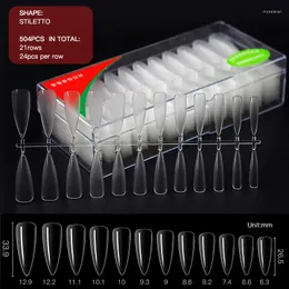 False Nails 504pcs/Box Natural Transparent Seamless Fake Full Coverage Tips Short T-shaped Cover For