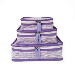 Purple Seersucker Bag Organizer 20pcs GA Warehouse Backing Cubes 3 in 1 أكياس سفر تم تعيين 3 أكياس تعبئة الأمتعة DOM2444