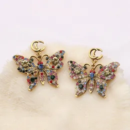 Butterfly 18K Gold Plated Brand Designers Letters Stud Earrings Geometric Women Crystal Rhinestone Pearl Earring Party Fashion Jewerlry Accessories Gifts
