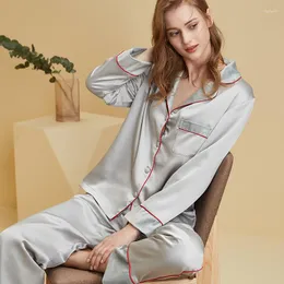 Kvinnors sömnkläder förtjockad varma pyjamas Set Autumn Winter French Style Pijamas Suit Lose Double Layered Satin and Velvet Home Wear