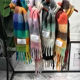 Autumn and winter Nordic AC colorful rainbow double-sided cashmere Plaid Scarf contrast color matching men's and women's shawl