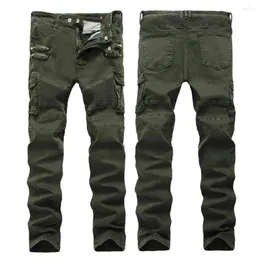 Men's Pants Trendy Men Trousers Male Zippers Bottoms Mid Waist Ruches Pencil Cargo Dressing284T